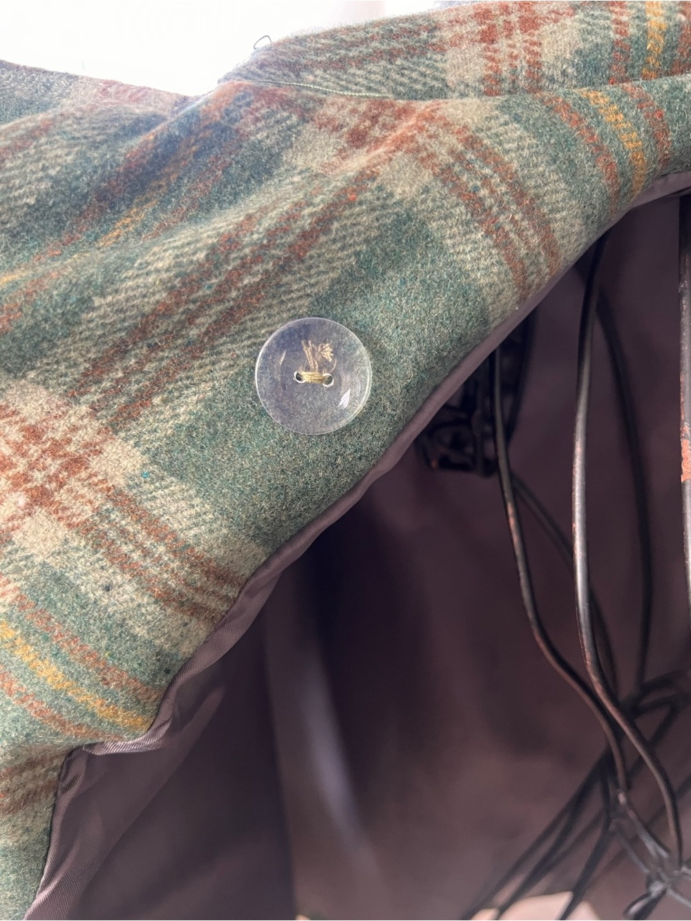 ✨NWOT Green Tartan Plaid Cape Coat - Double Breasted Poncho - Picture 3 of 3